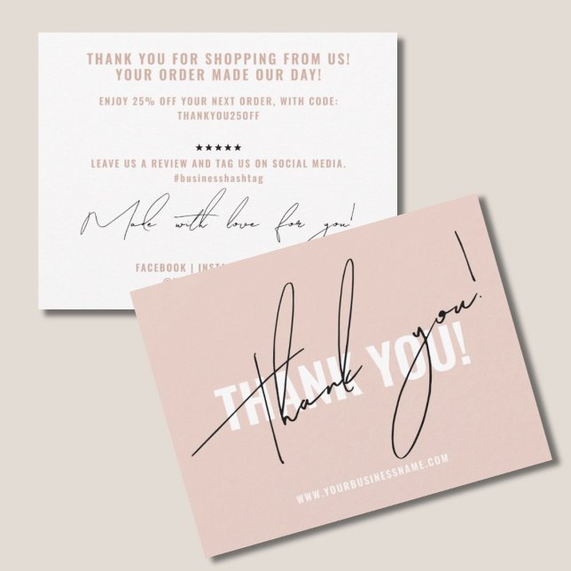 Modernes, rosafarbenes Verpackungseinsatz Dankeskarte (Von Creator hochgeladen)
