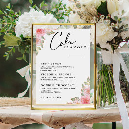 Modernes Rose Carnation Menu Cake Hochzeitstorte Z Poster