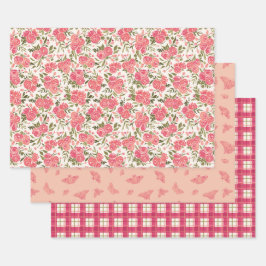Modernes Rose Garden Gift Wrap Set Geschenkpapier Set