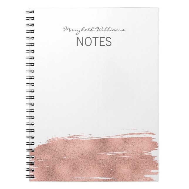 Modernes Rose Gold Brushstroke Notebook Notizblock (Vorderseite)