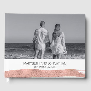 Modernes Rose Gold Brushstroke Wedbook Gästebuch