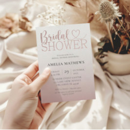 Modernes Rose Gold Calligraphy Brautparty Einladung