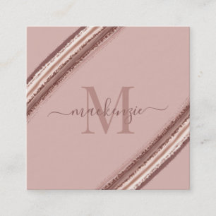 Modernes Rose-Gold-Fohlen-Kupfer-Brush-Monogramm Quadratische Visitenkarte