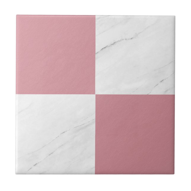 Modernes Rose Gold Grau Marble Geometrisches Schac Fliese (Vorderseite)