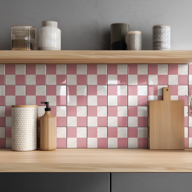 Modernes Rose Gold Grau Marble Geometrisches Schac Fliese (Von Creator hochgeladen)
