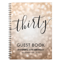 Modernes Rose Gold Lights 30. Geburtstag GÄSTEBUCH Notizblock