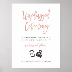 Modernes Rose Gold Unplugged Hochzeitssymbol Poster