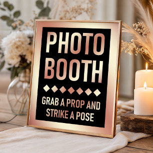 Modernes Rose Gold Wedding Foto Booth Sign Poster