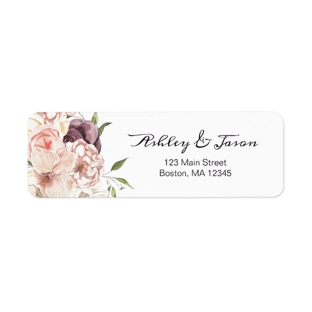 Modernes Rose - White Floral Return Label (Vorne)