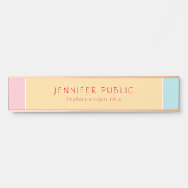 Modernes Rosegold Pink Yellow Blue Template Elegan Türschild