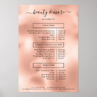 Modernes Rosegold Simpel Salon Price List Poster