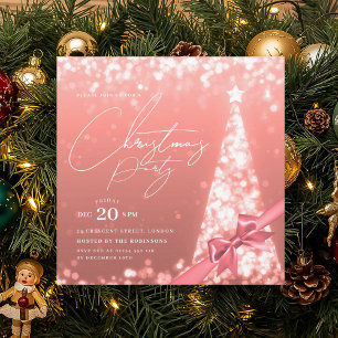 MODERNES Roségold-Winter-Weihnachtsbaum-Schleifen- Einladung