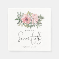 Modernes Rosenrosa Florals Seventieth Birthday