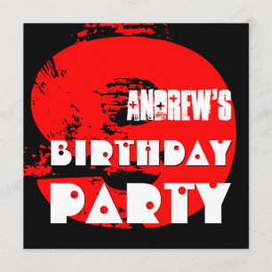 Modernes ROT 9. Geburtstags-Party 9-Jähriges V11 Einladung