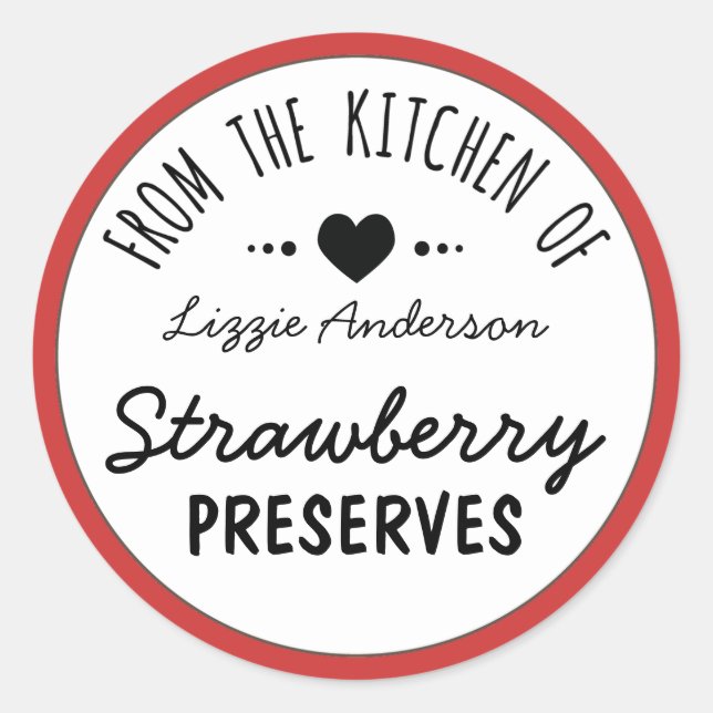 Modernes Rot aus der Küche des Labels Runder Aufkleber (Vorderseite)