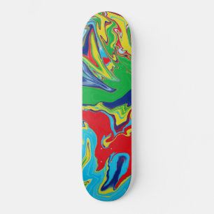 Modernes Rot-Gelb-Blau-Grün Türkis Abstrakt Skateboard