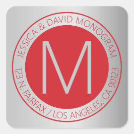 Modernes Rot & Imitate - Rücksendesiegel Quadratischer Aufkleber