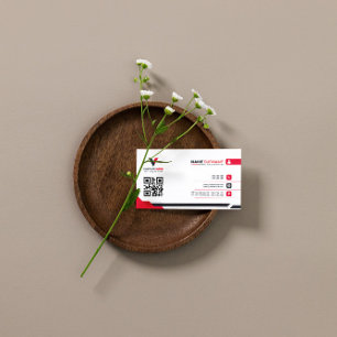 Modernes Rot-Weiß-Elegant Visitenkarte