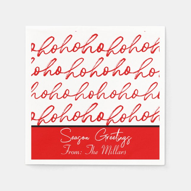 Modernes Rot-Weiß-Weihnachtsmuster Serviette (Vorderseite)