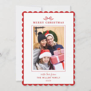 Modernes Rotbogen-Weihnachtsfest-Foto Feiertagskarte