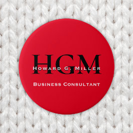 Modernes, rotes 3-Buchstaben-Monogramm-Logo für Un Button