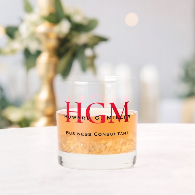 Modernes, rotes 3-Buchstaben-Monogramm-Logo für Un Whiskyglas (Insitu (Hochzeit))