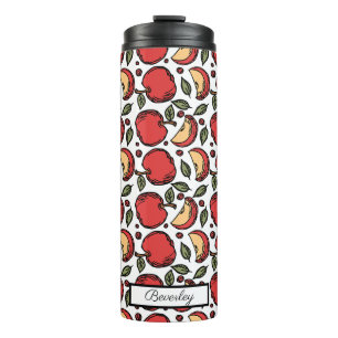 Modernes rotes Apple-Muster - kundenspezifischer N Thermosbecher