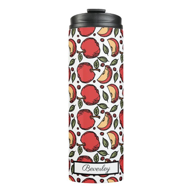 Modernes rotes Apple-Muster - kundenspezifischer N Thermosbecher (Vorderseite)