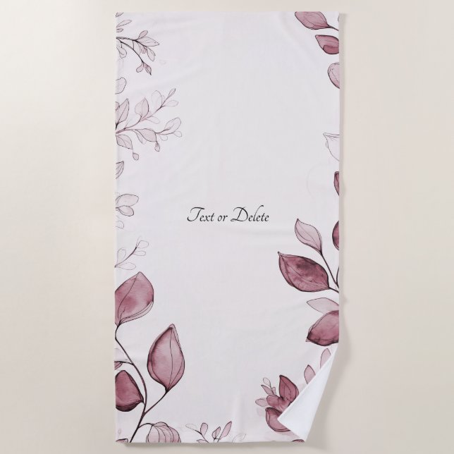 Modernes Rotes Blätter Strandtuch (Vorderseite)