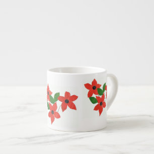 Modernes rotes Blumendesign in Weiß Espressotasse