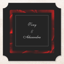 Modernes Rotes Blütenschwarz und Weiß Untersetzer