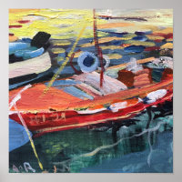 Modernes rotes Boot im Meer