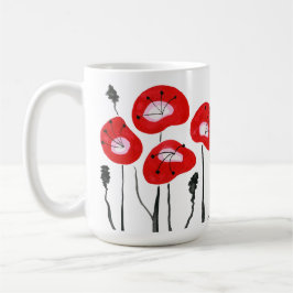 Modernes Rotes Feld der Poppies Abstraktes Blumeng Kaffeetasse