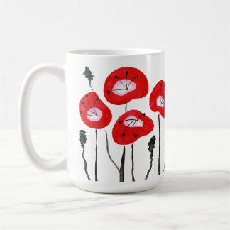 Modernes Rotes Feld der Poppies Abstraktes Blumeng Kaffeetasse