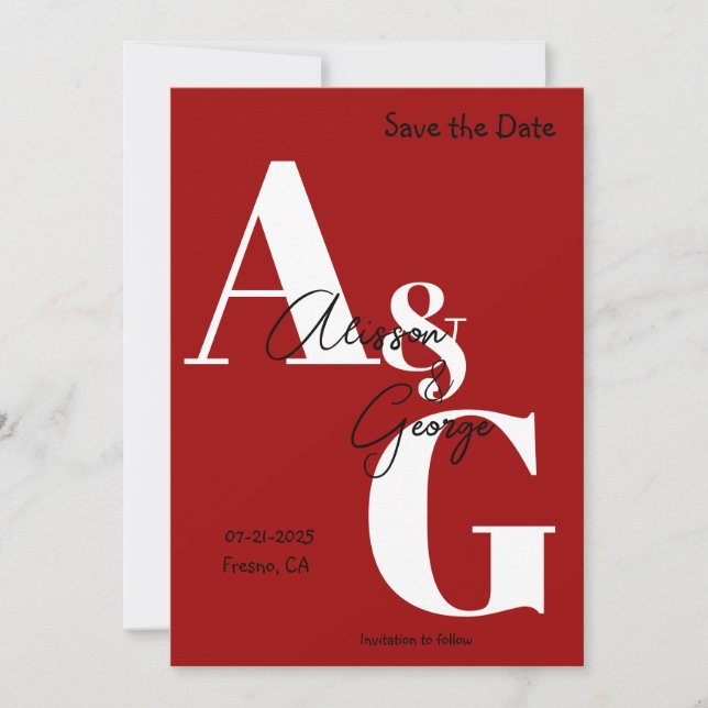 Modernes Rotes Foto Save The Date (Vorderseite)