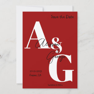 Modernes Rotes Foto Save The Date
