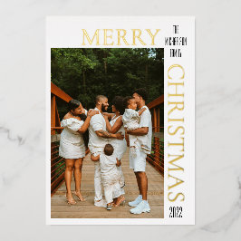 Modernes Rotes frostes Weihnachtsfest Foto Folien Feiertagskarte