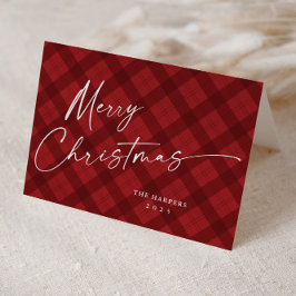 Modernes Rotes Kariert Elegantes Drehbuch Weihnach Feiertagskarte