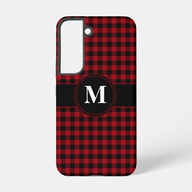 Modernes, rotes Kariertes Muster Samsung Galaxy Hülle (Rückseite)