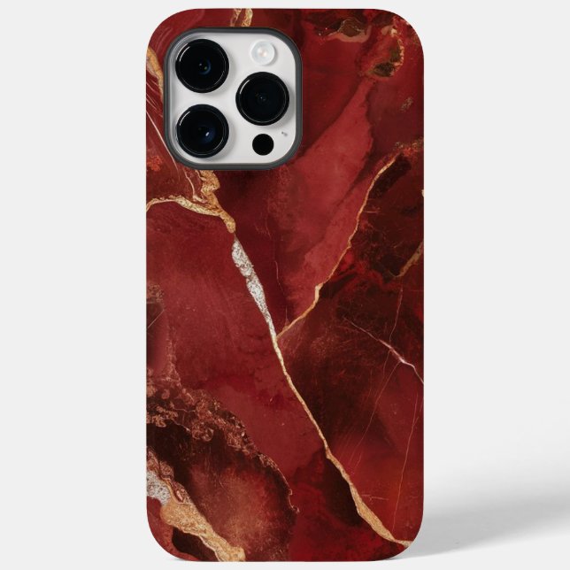 Modernes Rotes Marmor Case-Mate iPhone Hülle (Rückseite)