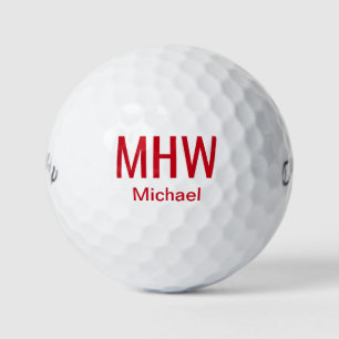 Modernes Rotes Mit Monogramm Golfball