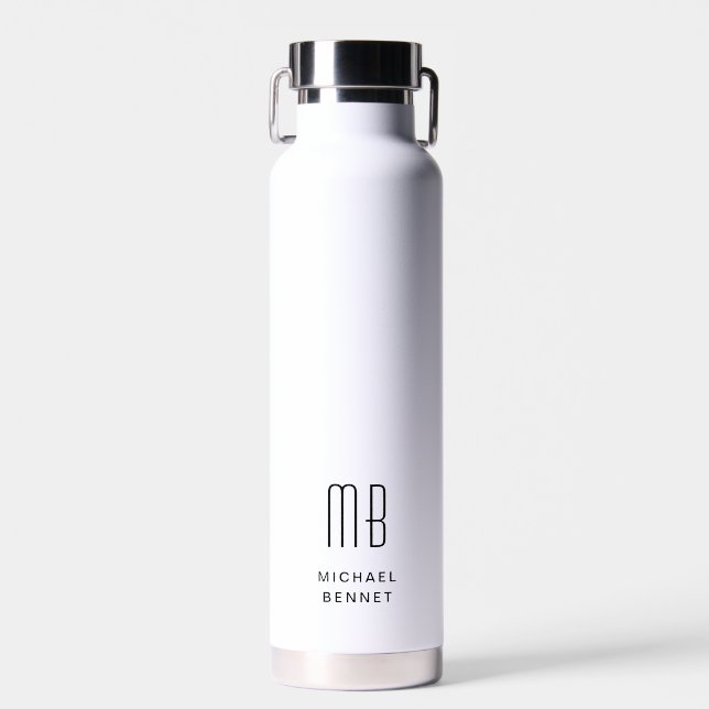 Modernes rotes Monogramm Trinkflasche (Vorne)