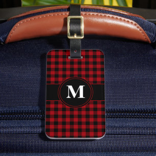Modernes rotes Mustermonogramm Gepäckanhänger