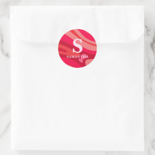 Modernes rotes rosa Muster Runder Aufkleber