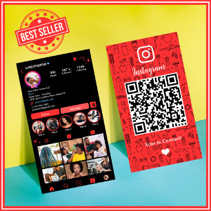 Modernes rotes Salon Instagram Social Media QR-Cod Visitenkarte