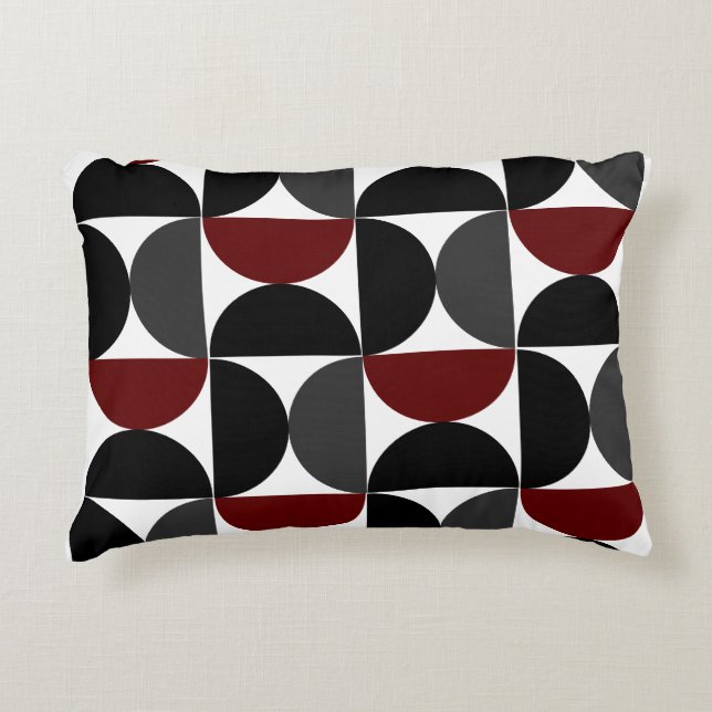Modernes Rotes Schwarz und Grau Mitte des Jahrhund Dekokissen (Vorderseite)