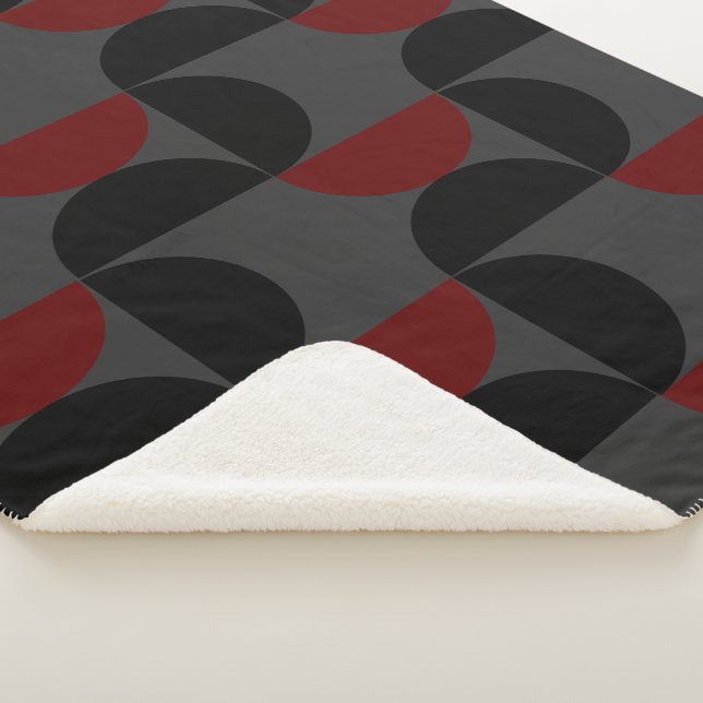 Modernes Rotes Schwarz und Grau Mitte des Jahrhund Sherpadecke (3/4)