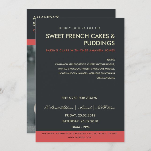 MODERNES ROTES SCHWARZES FOTO-WORKSHOP EINLADEN EINLADUNG (Vorne/Hinten)