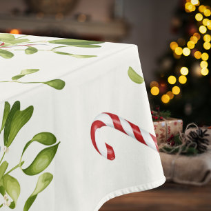 Modernes, rotes und grünes Weihnachtsgrün-Muster Tischdecke