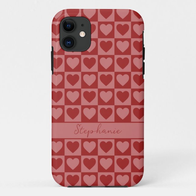 Modernes, rotes und rosa Minimalistisches Herzmust Case-Mate iPhone Hülle (Rückseite)